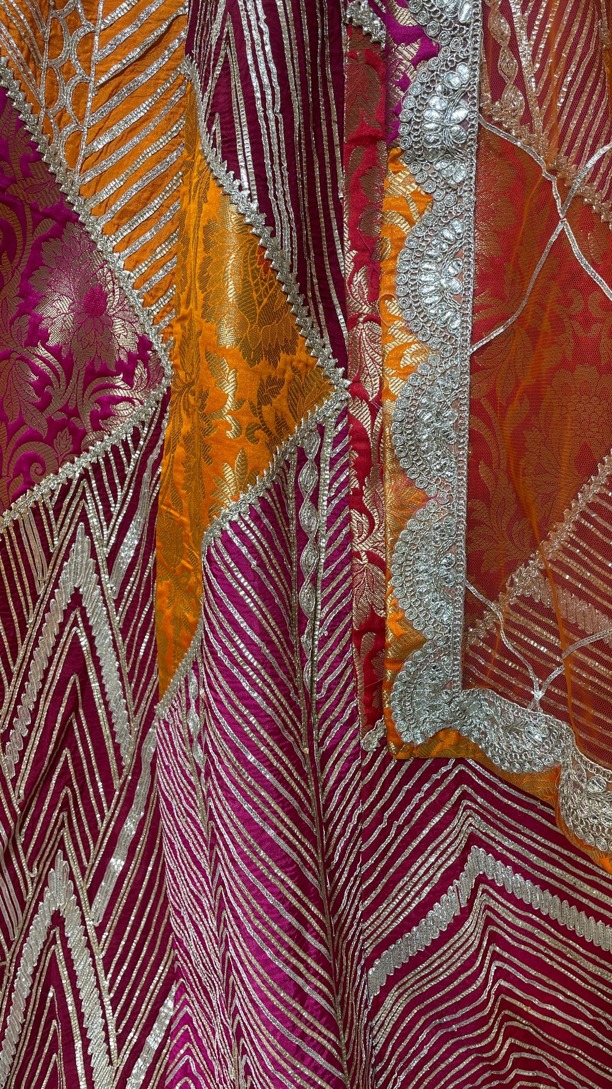 Silk multicoloured lehenga with Banarsi work and Gota Patti highlights