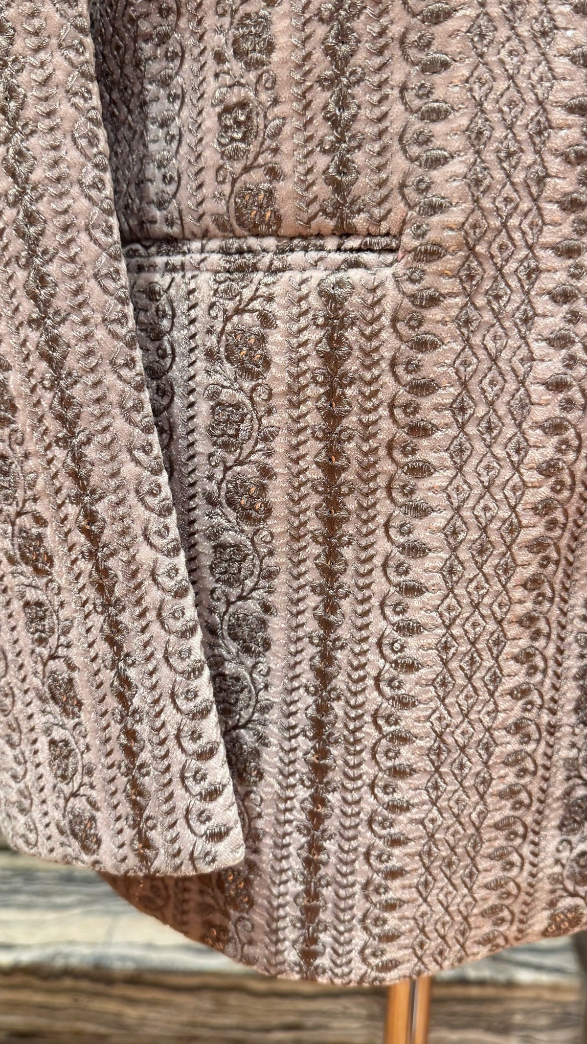 Pinkish Grey Bandhgala Jacket with Silver Embroidery