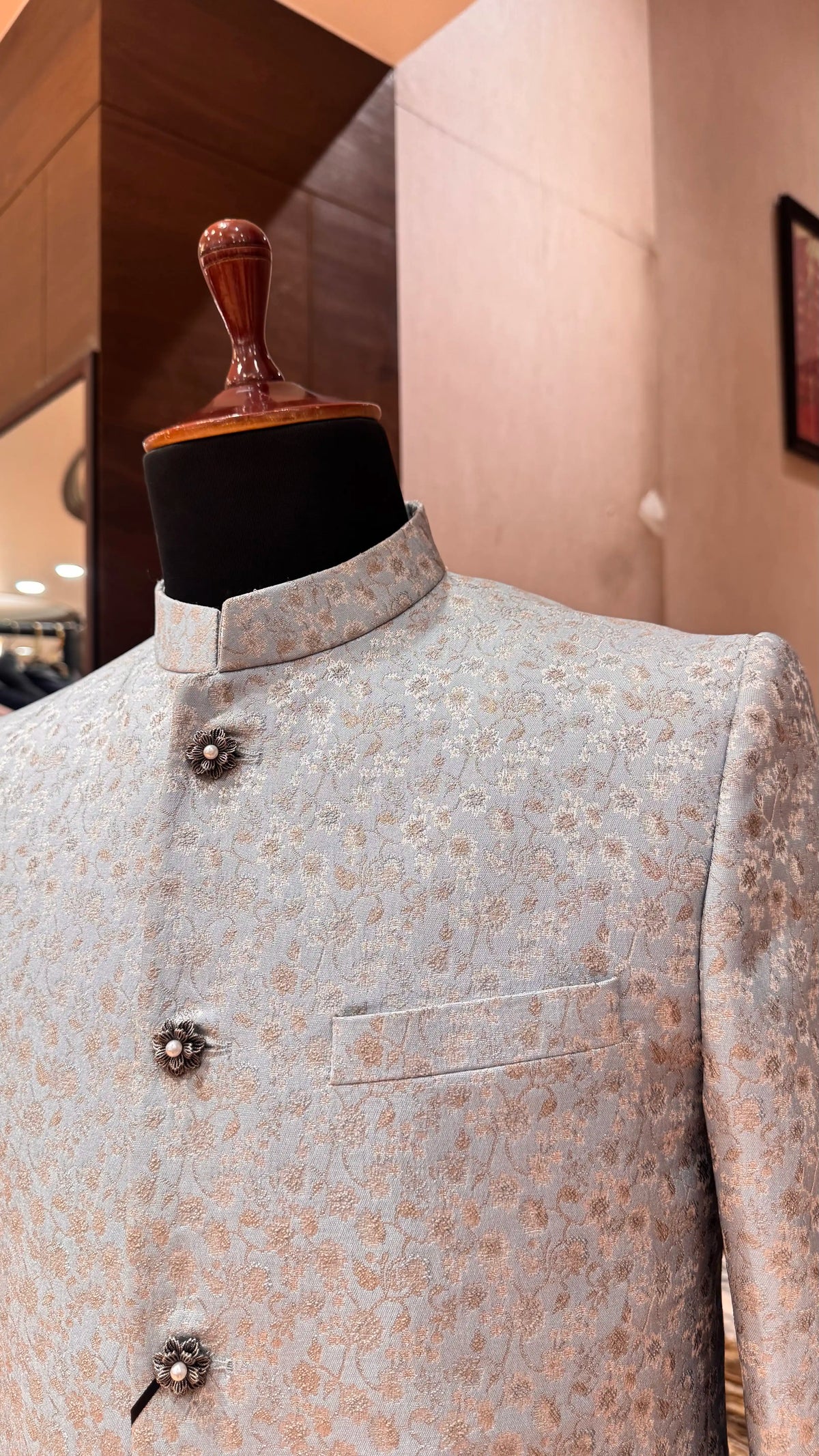 Light Blue Bandhgala Jacket for Men