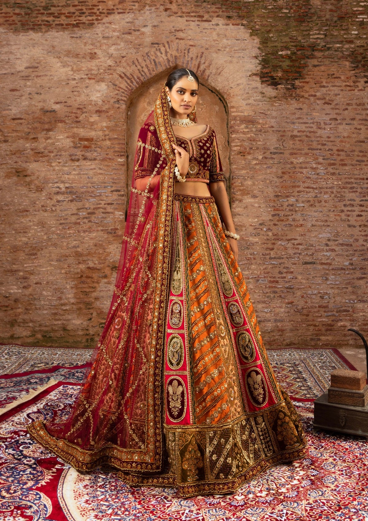 Timeless Artistry Silk Bridal Lehenga with Sequins and Cutdana Embellishments