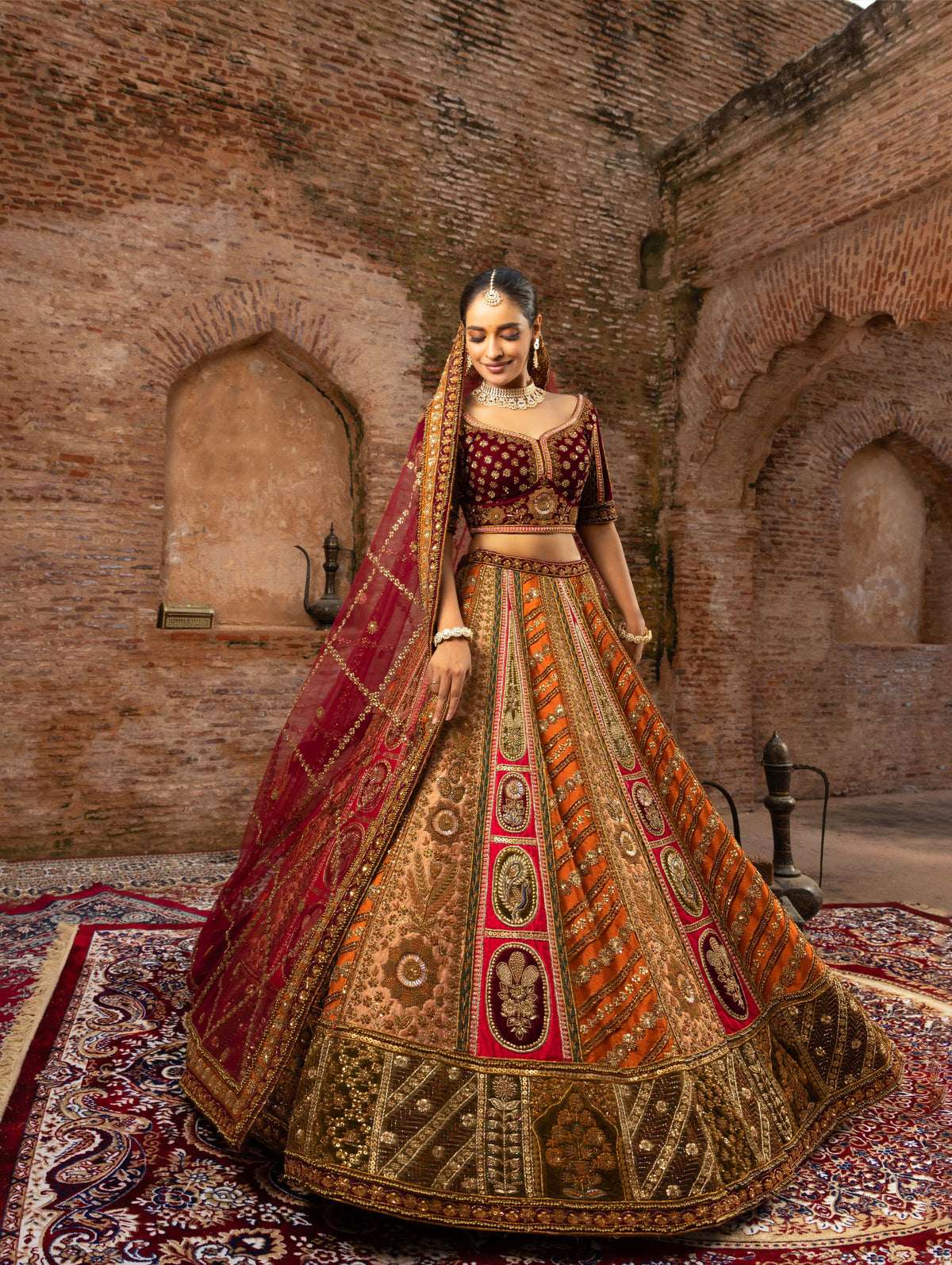 Timeless Artistry Silk Bridal Lehenga with Sequins and Cutdana Embellishments