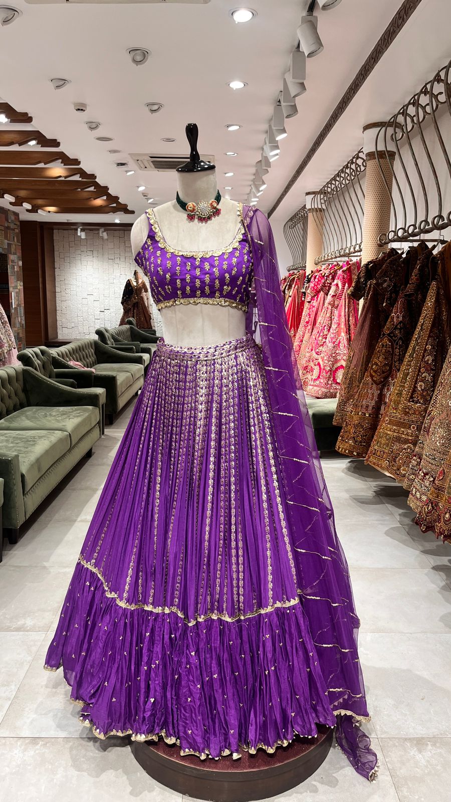 Purple Georgette Lehenga with Gold Embroidery