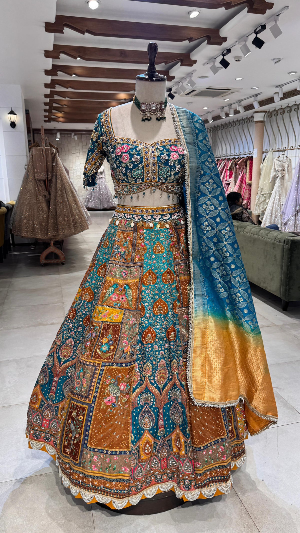 Blue Banarasi Lehenga