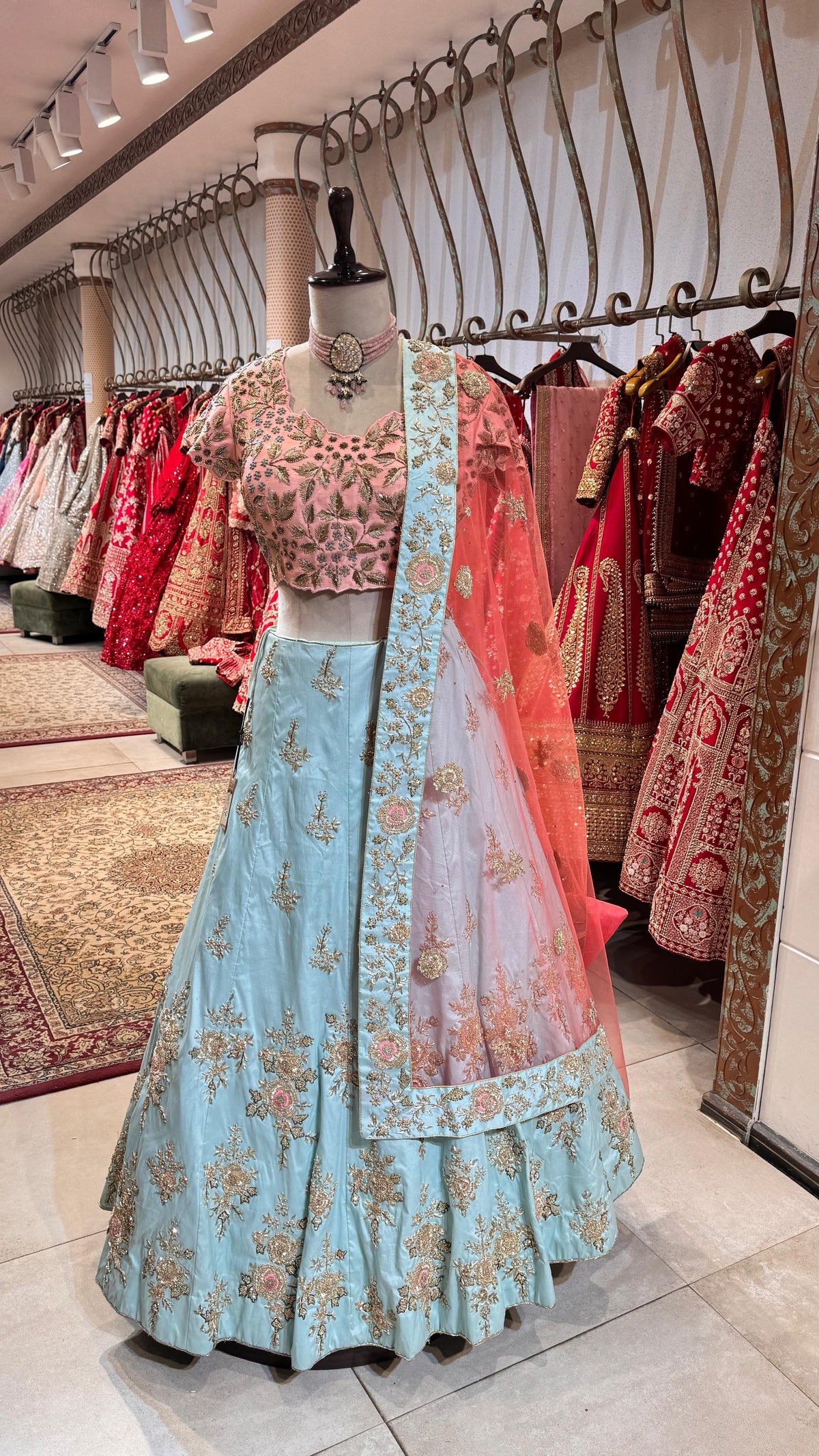 Pink and Green Lehenga