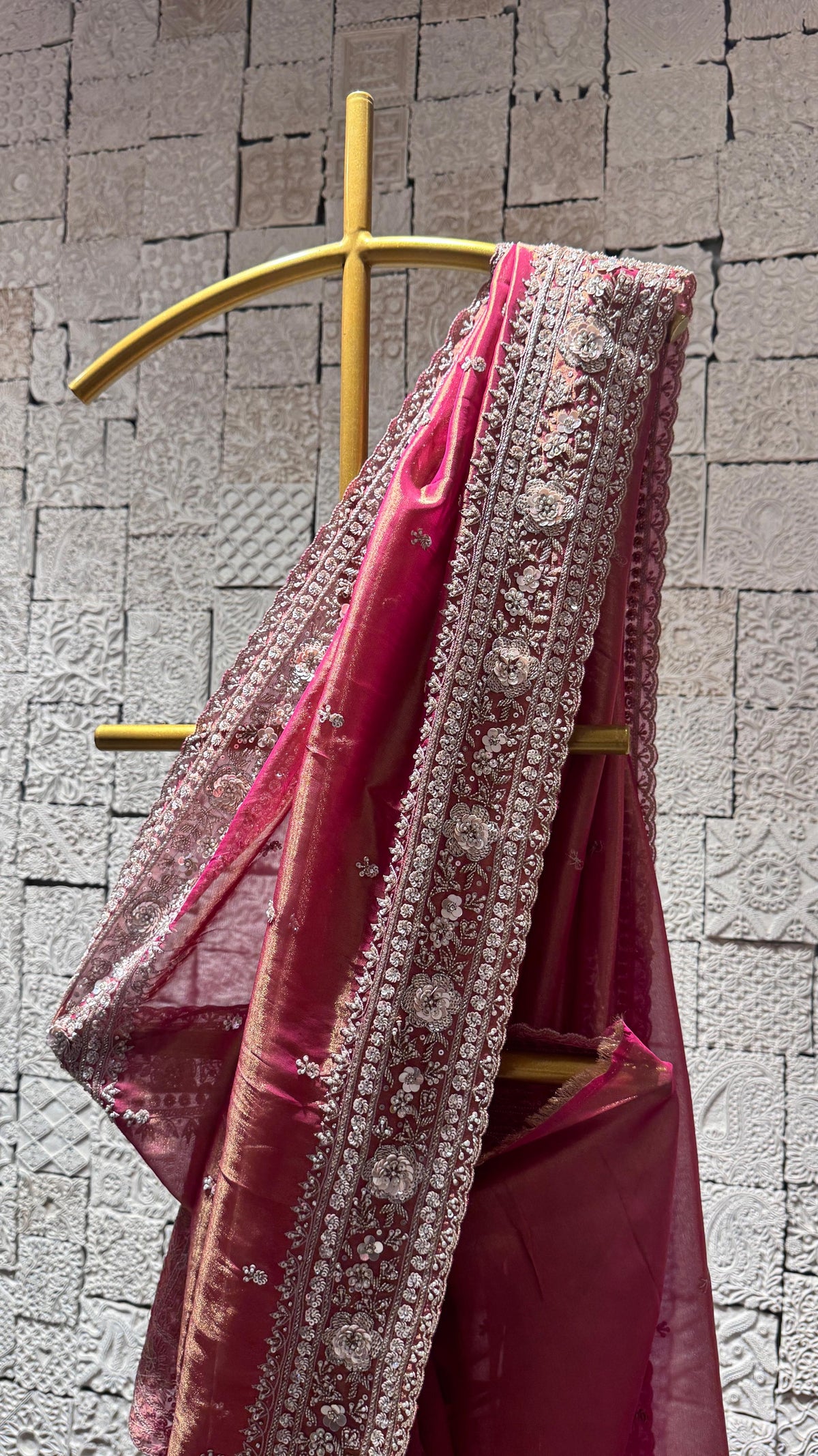 Pink Saree with Heavy Embellished Border