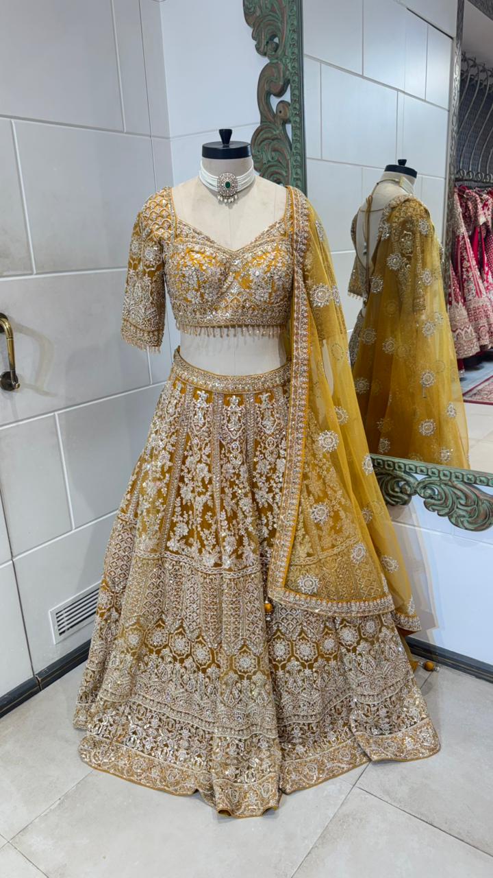 Yellow Mirror Work Lehenga