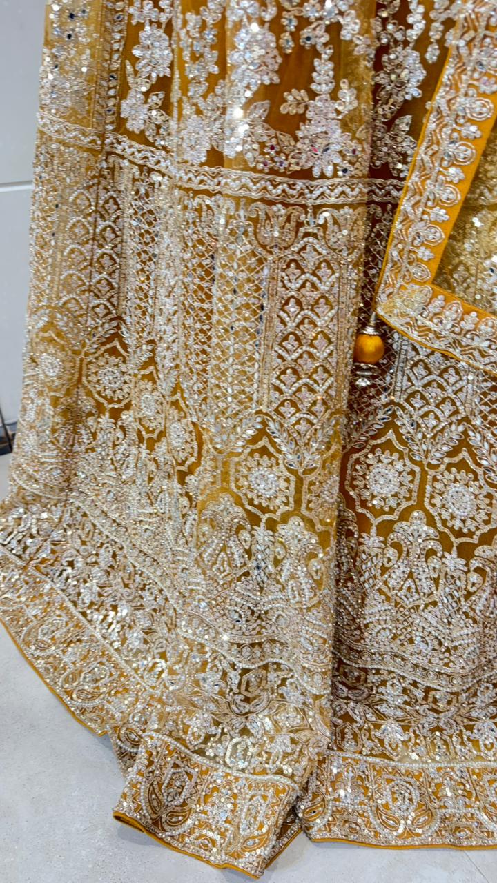 Yellow Mirror Work Lehenga