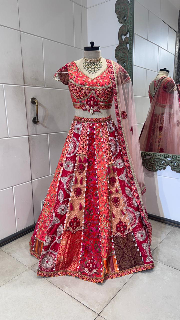 Red multicolor lehenga