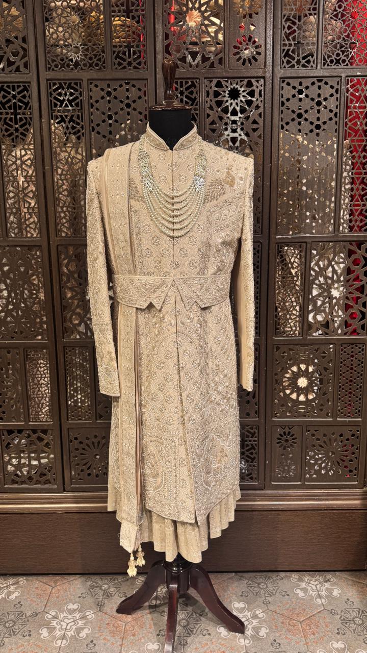 Peacock embroidered Sherwani
