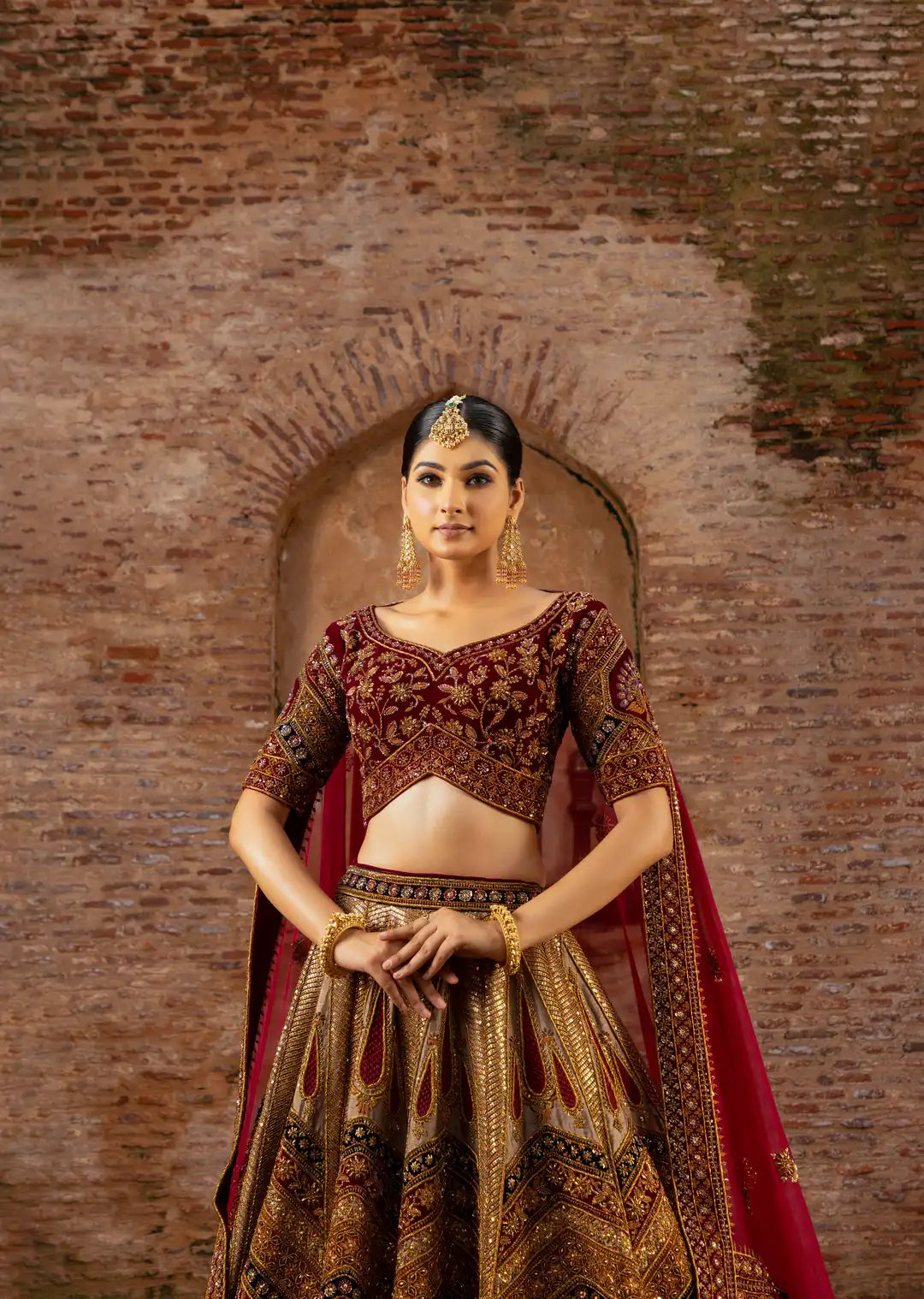 Marwari Silk Bridal Lehenga with Zardozi Embroidery