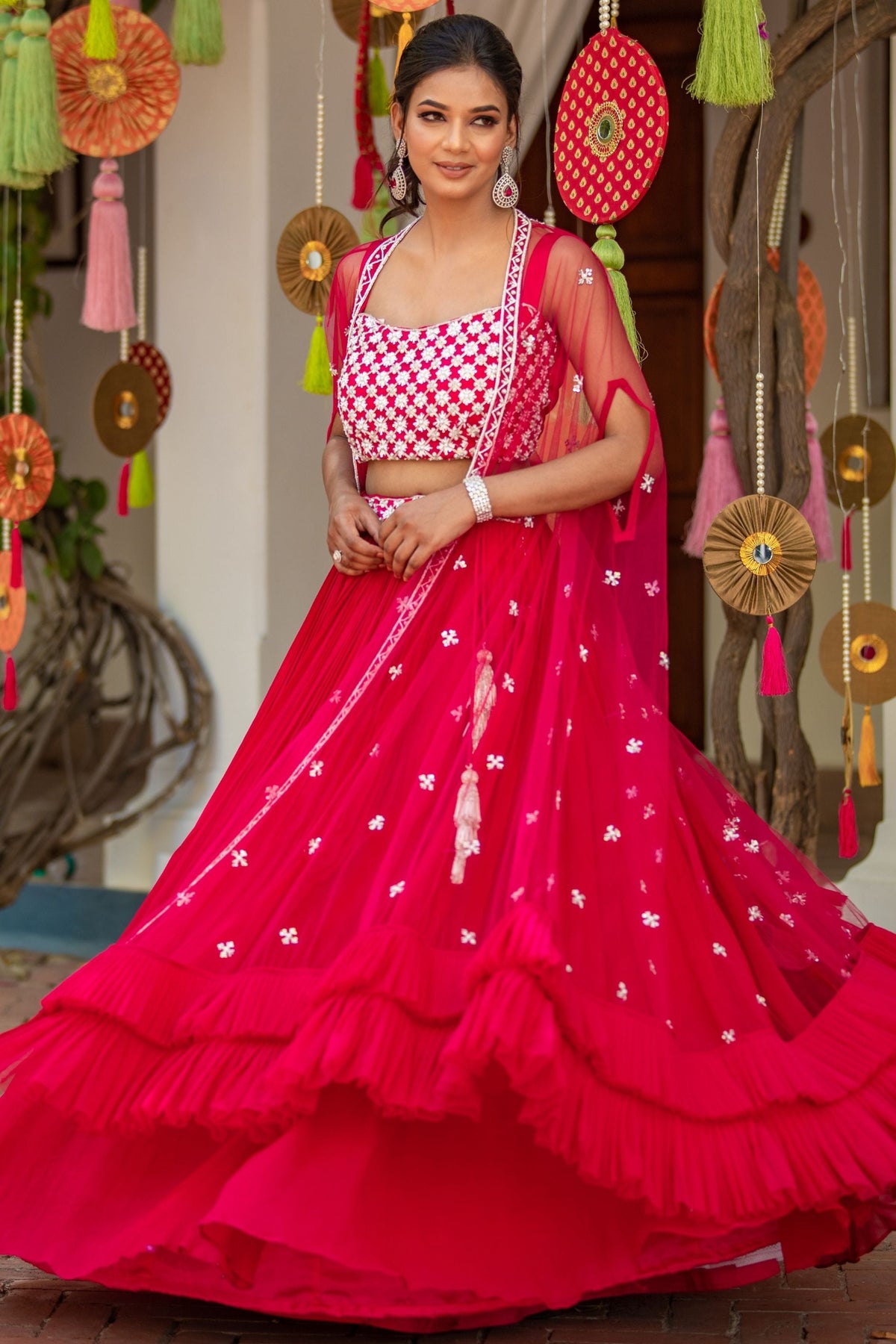 Red Cape Lehenga