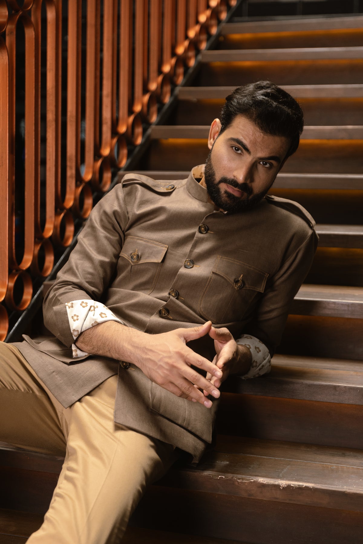 Safari Shirt with Shoulder Flap & Four Pockets