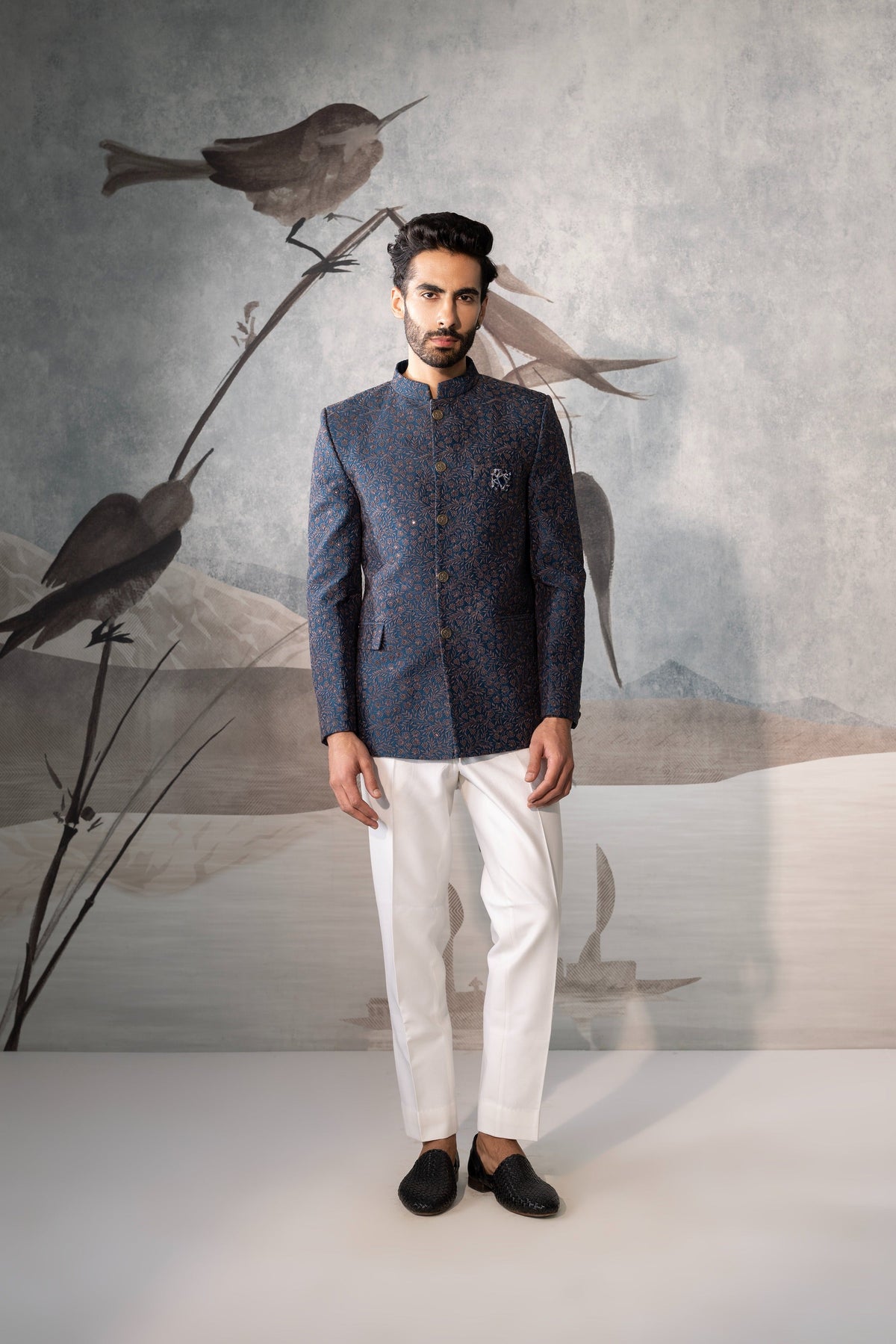 Men's Teal Blue Bandhgala Jacket