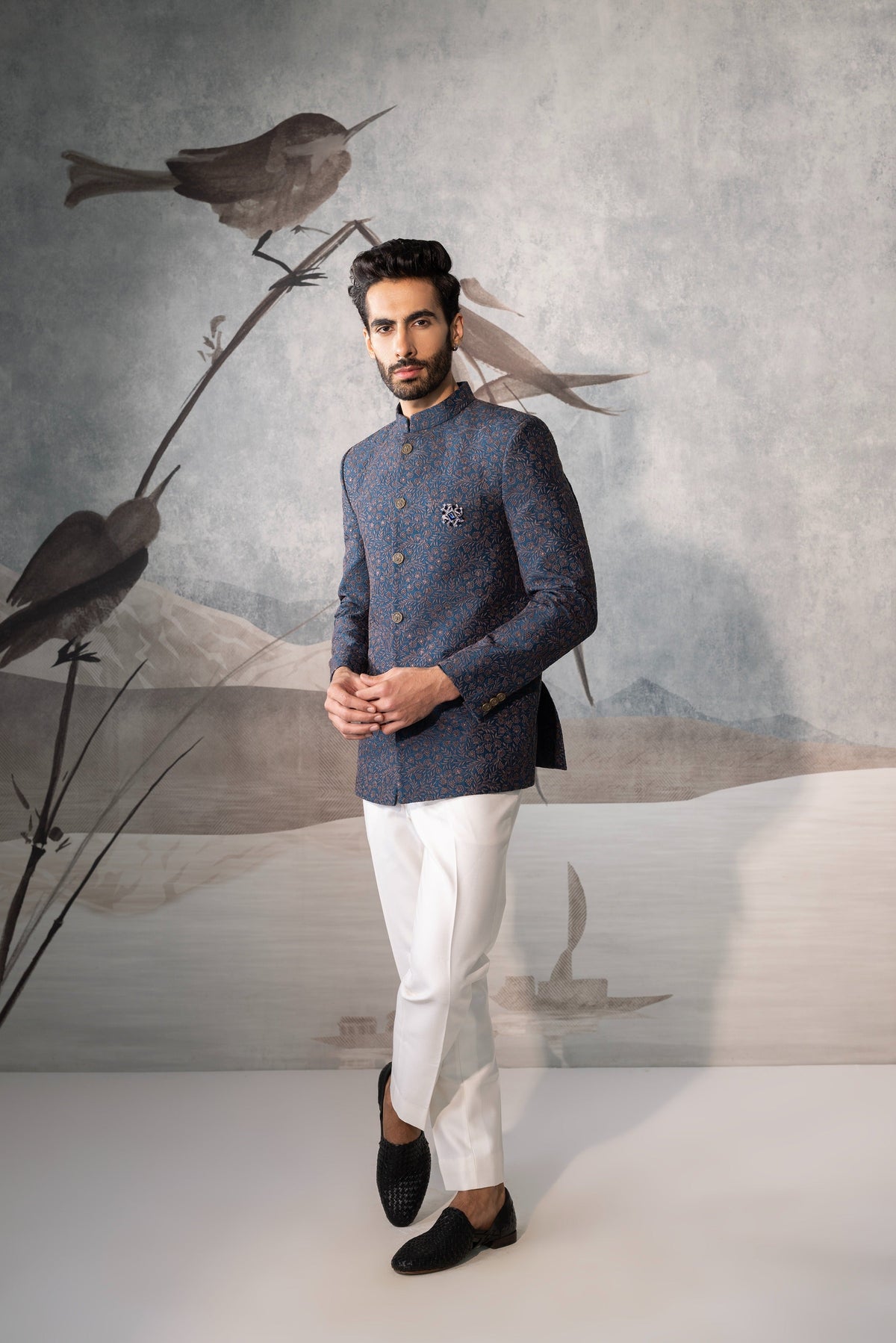Men's Teal Blue Bandhgala Jacket