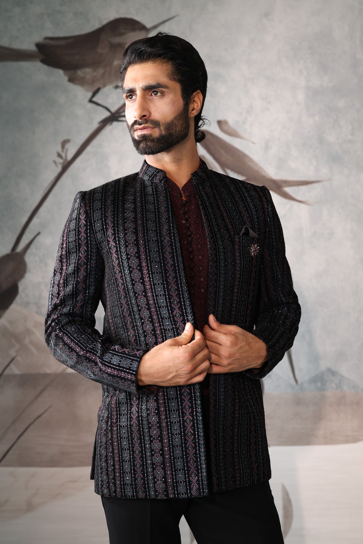 Men’s Blue short indo western jacket