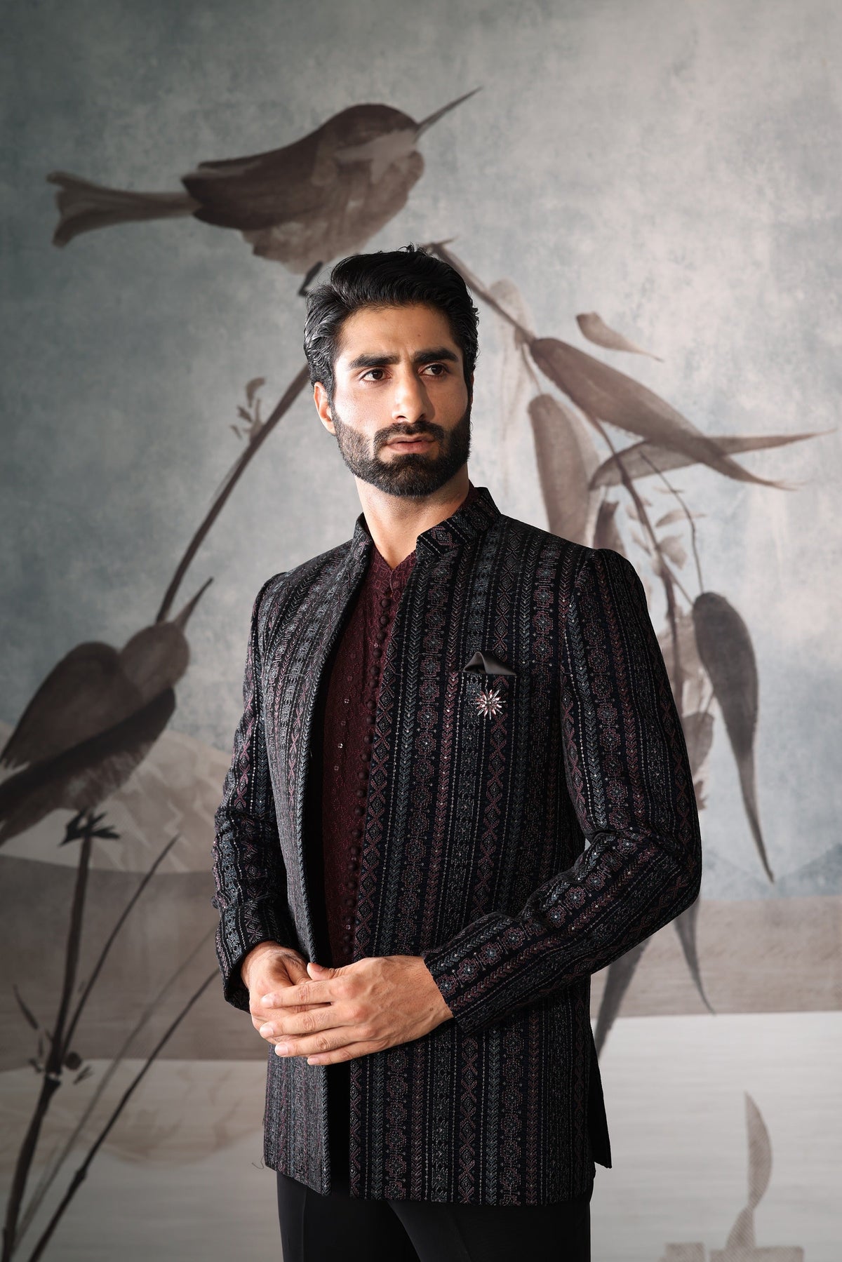 Men’s Blue short indo western jacket
