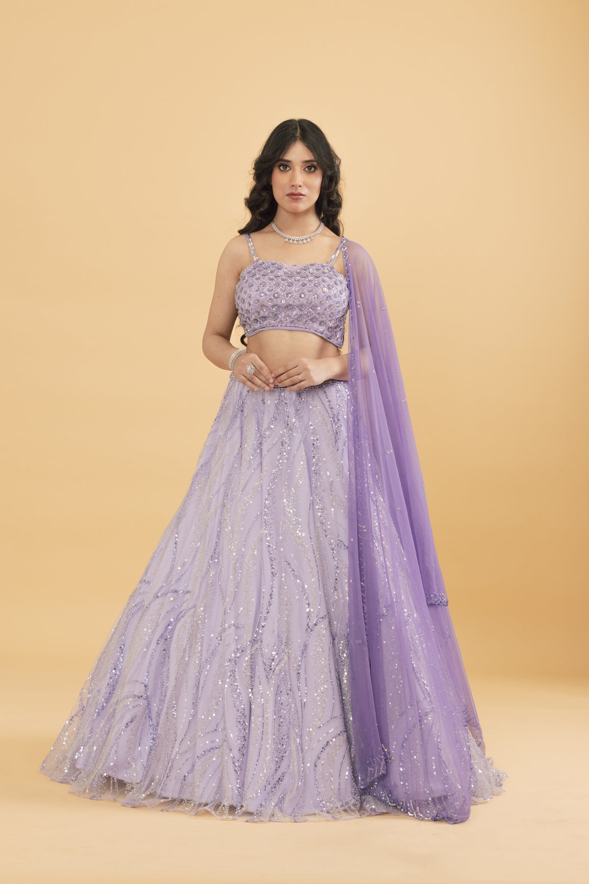 Lavender Lehenga with Sequins Embellishments