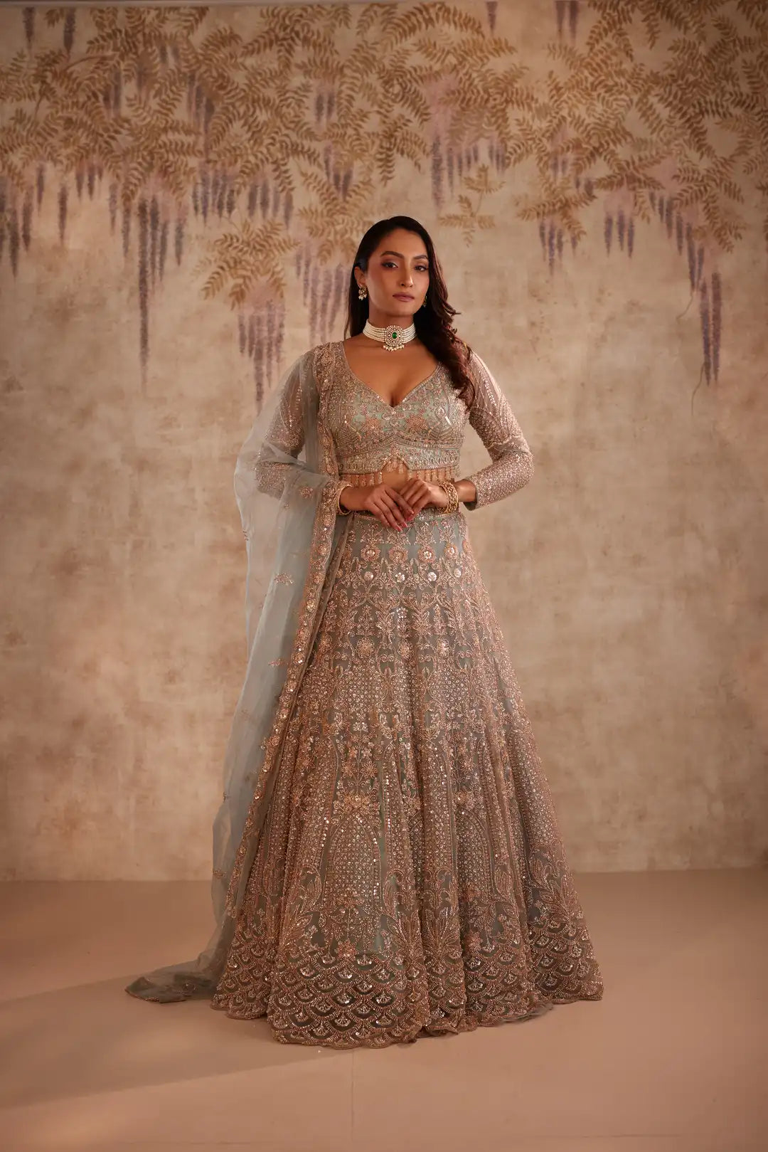 Light blue Net lehenga