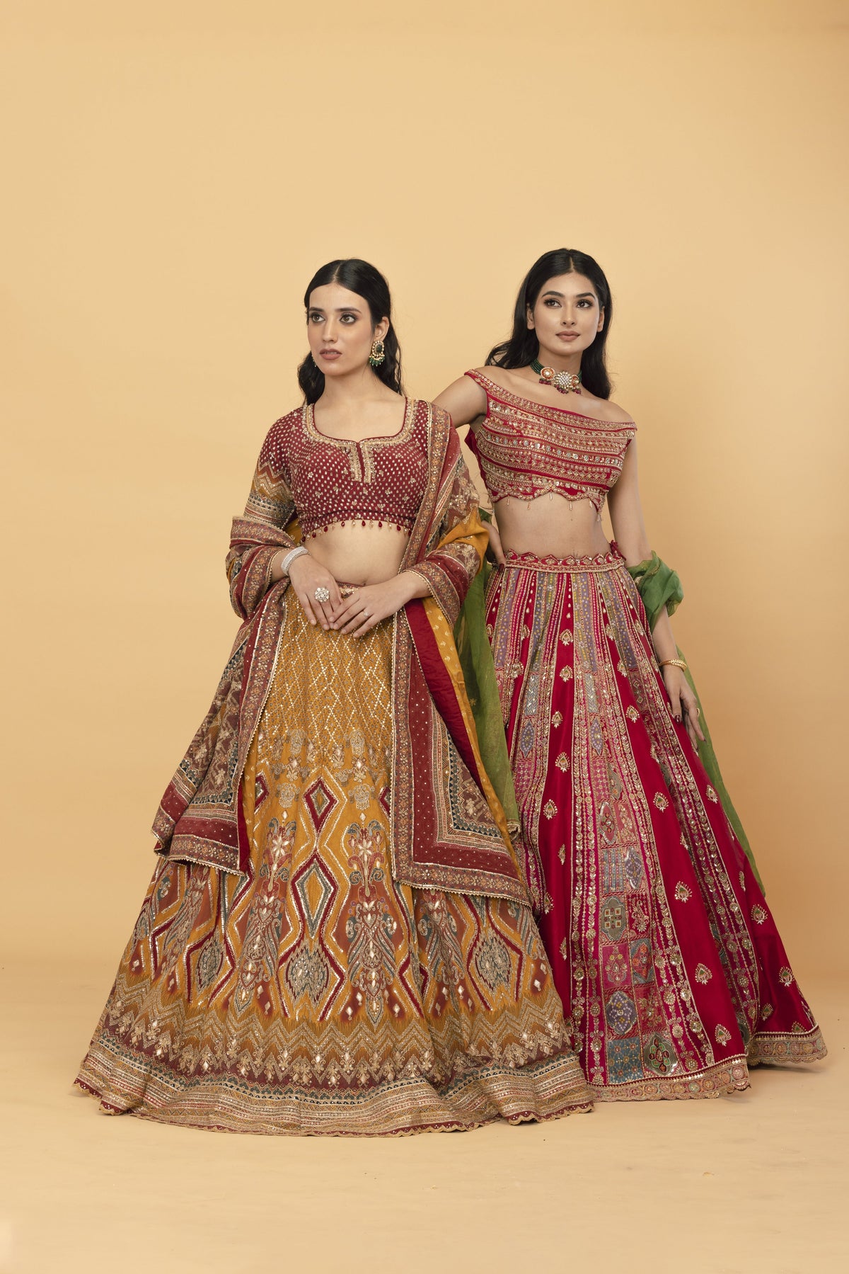 Red Banarasi Silk Lehenga with Zari Work