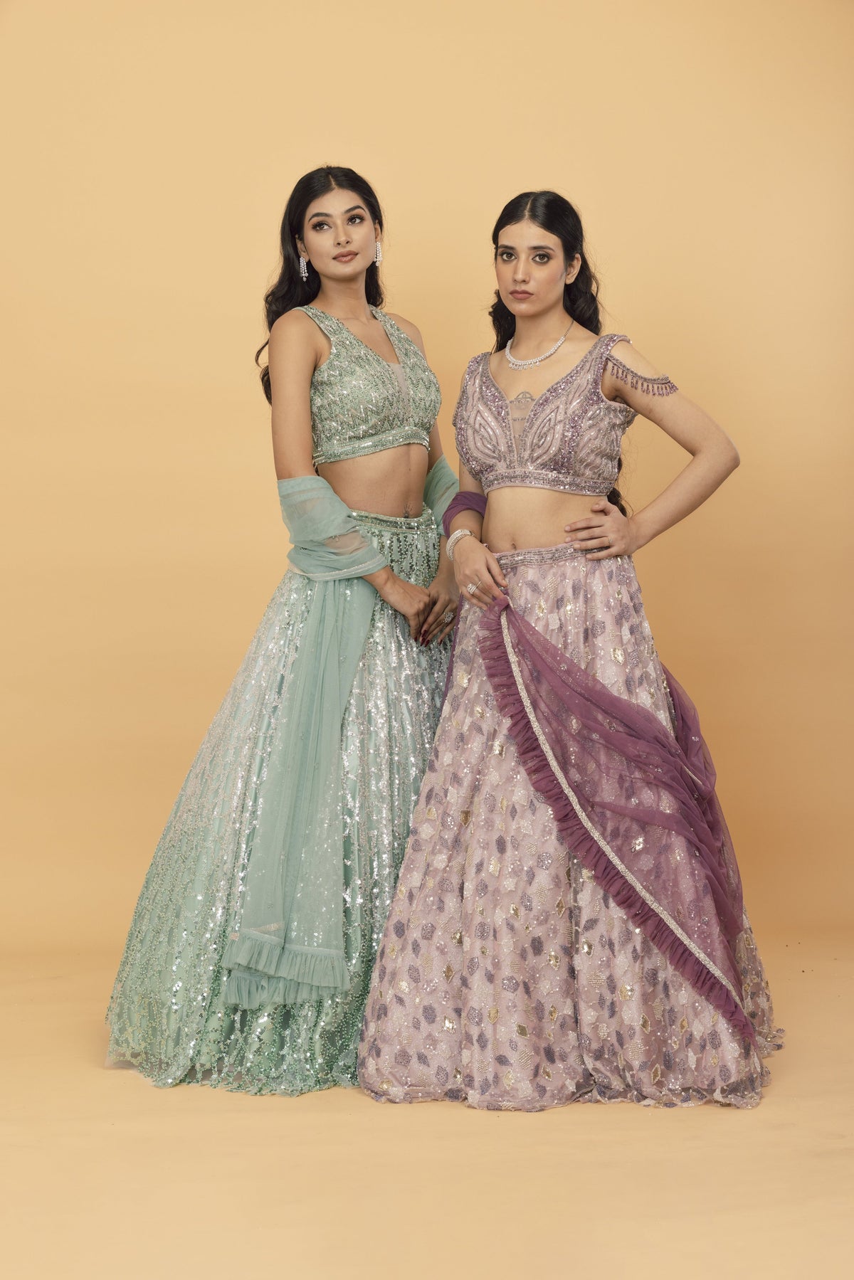 Dust Rose Net Lehenga