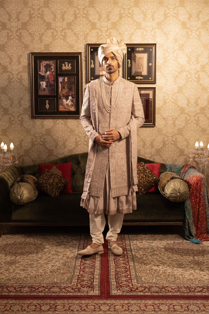Peach Sherwani For Groom - Designer Wedding Sherwani