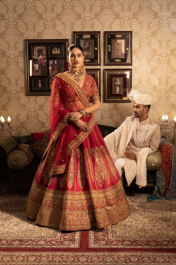 Red bridal lehenga