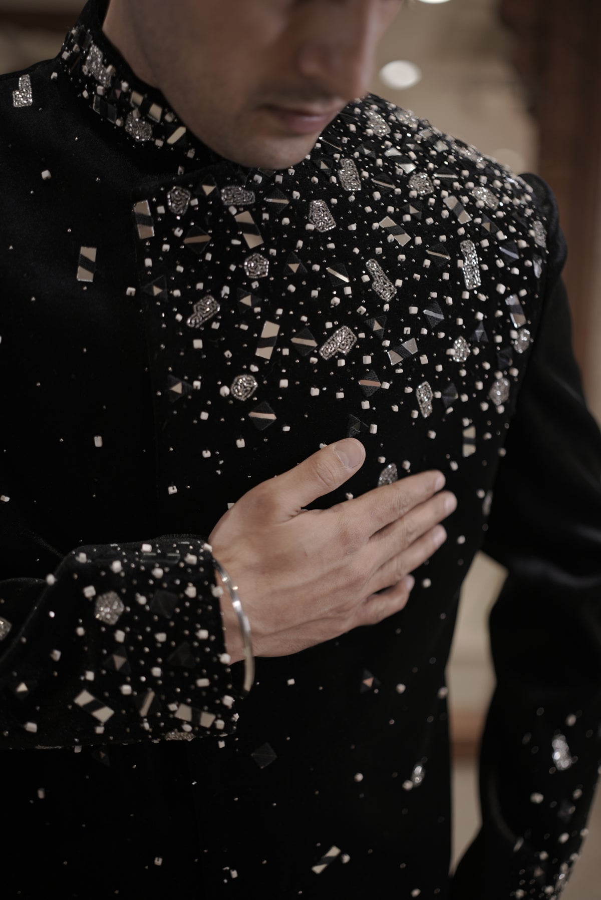 Black Indowestern with Sequin & mirrorwork