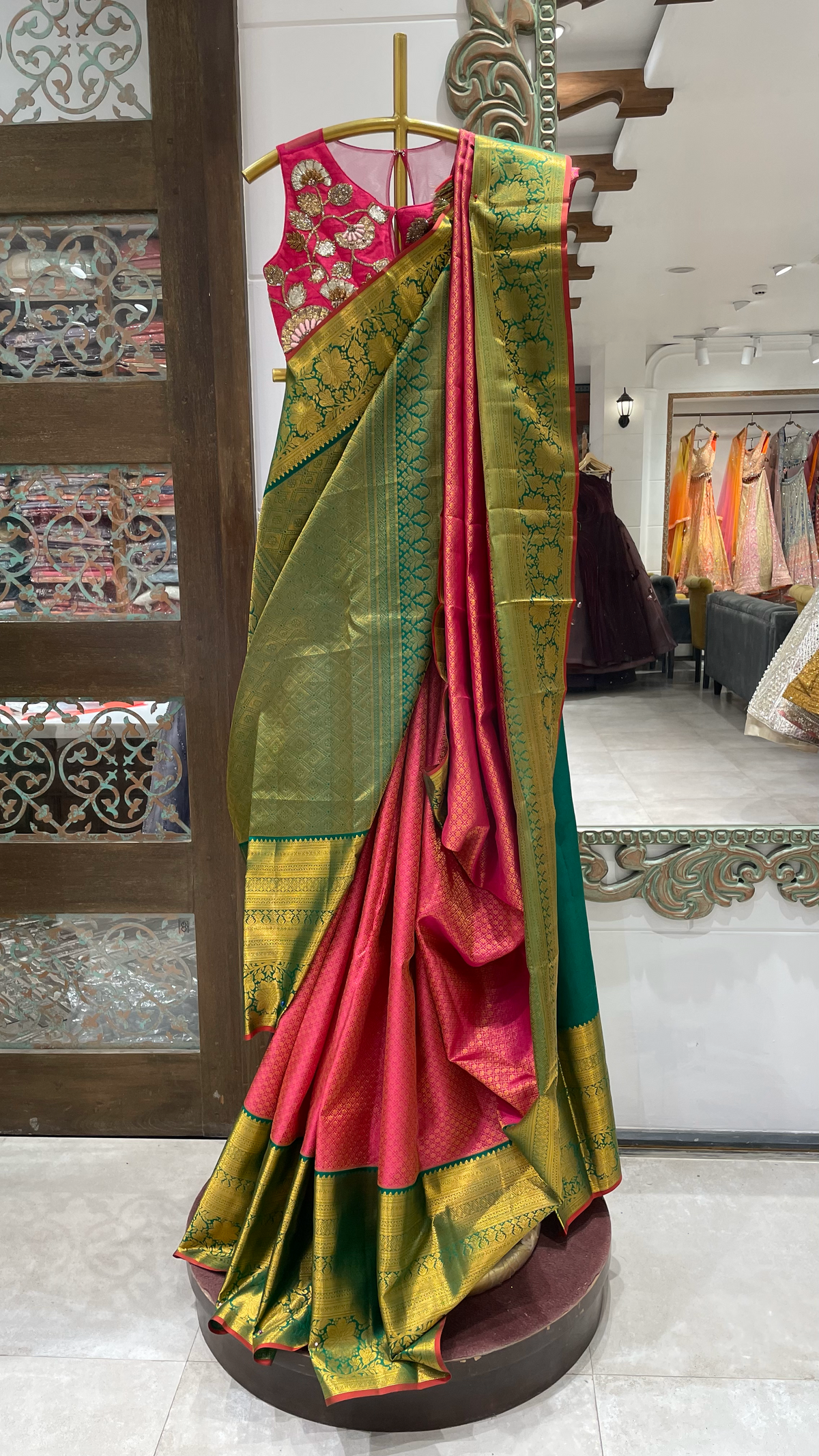 Pink Banarasi silk Saree