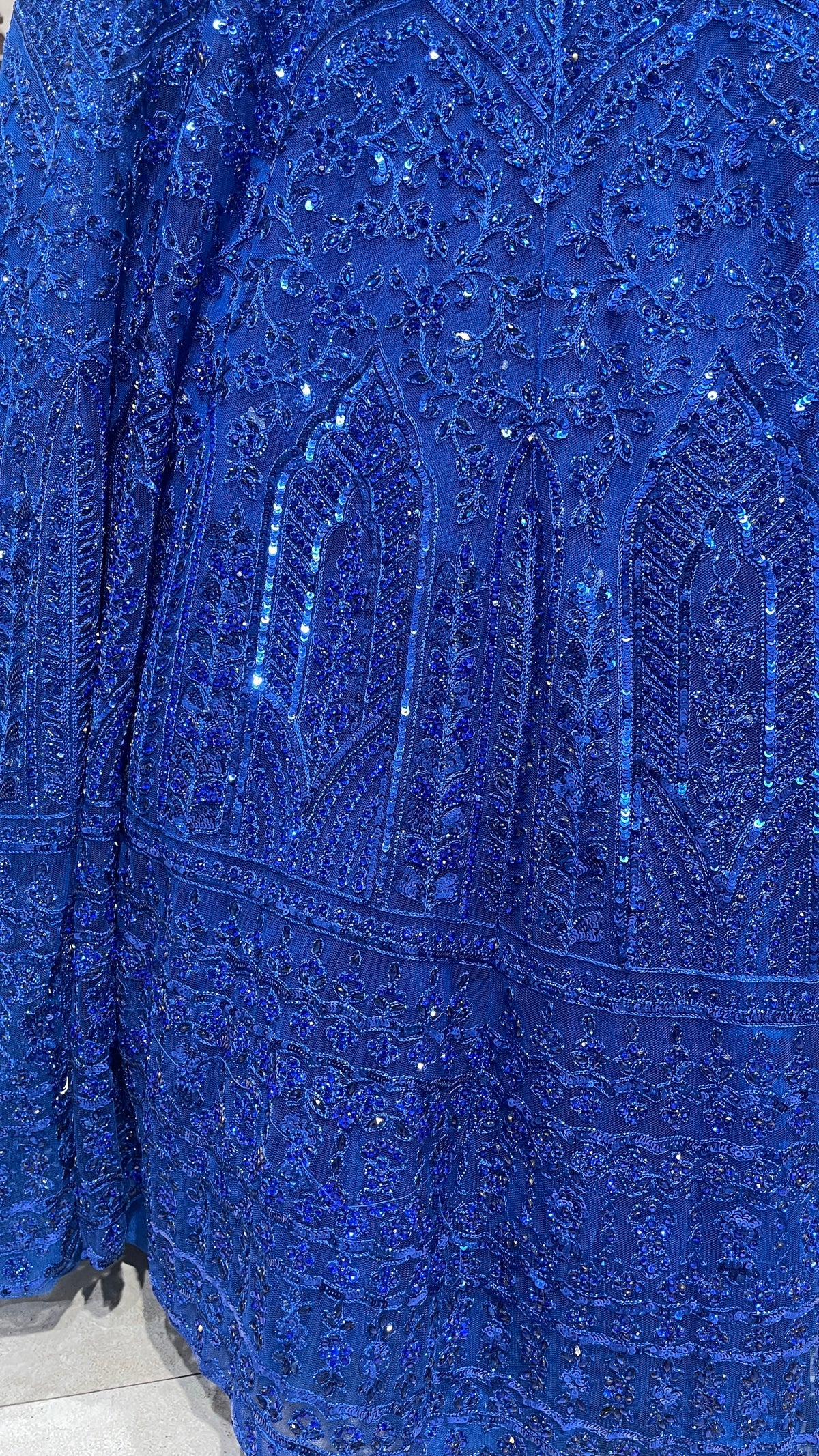 Royal Blue Net Lehenga with Threadwork & Sequin Embellishments