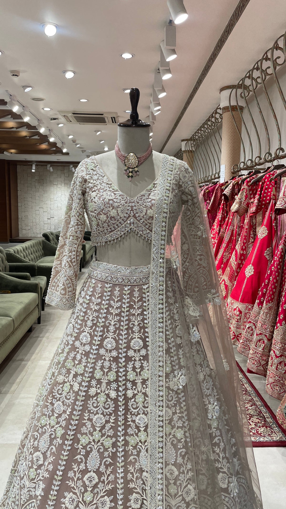 Pink Colour Lehenga with White Threadwork