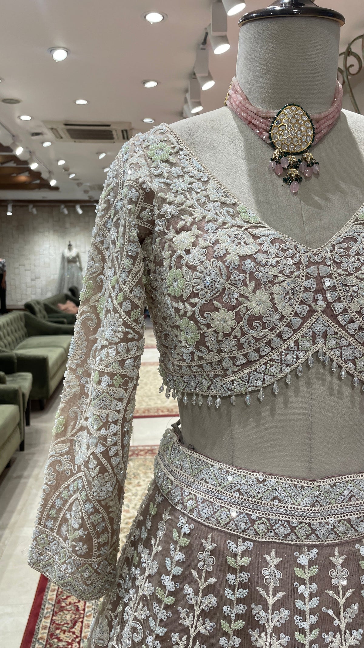 Pink Colour Lehenga with White Threadwork