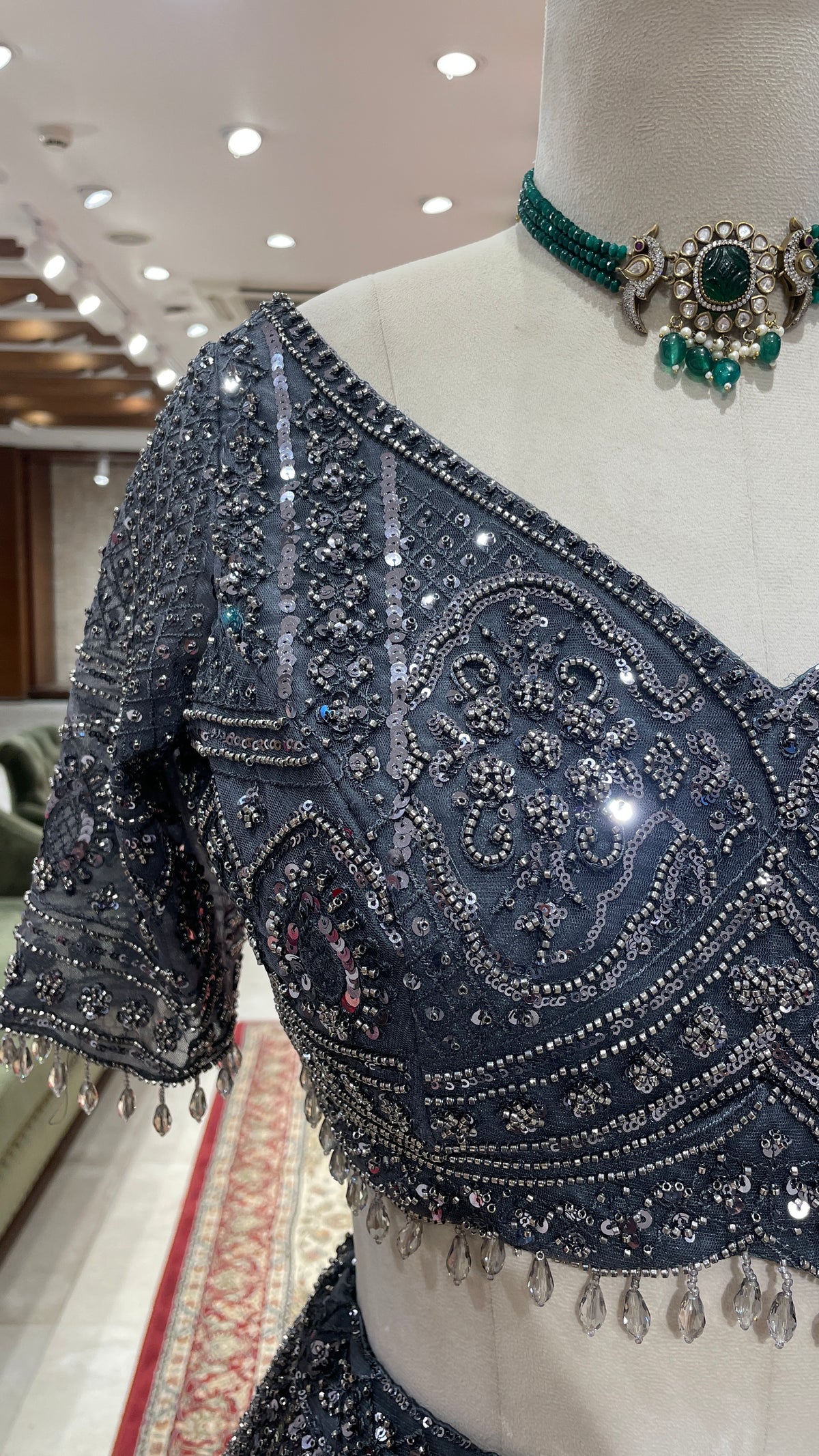 Grey Sequins Work Lehenga