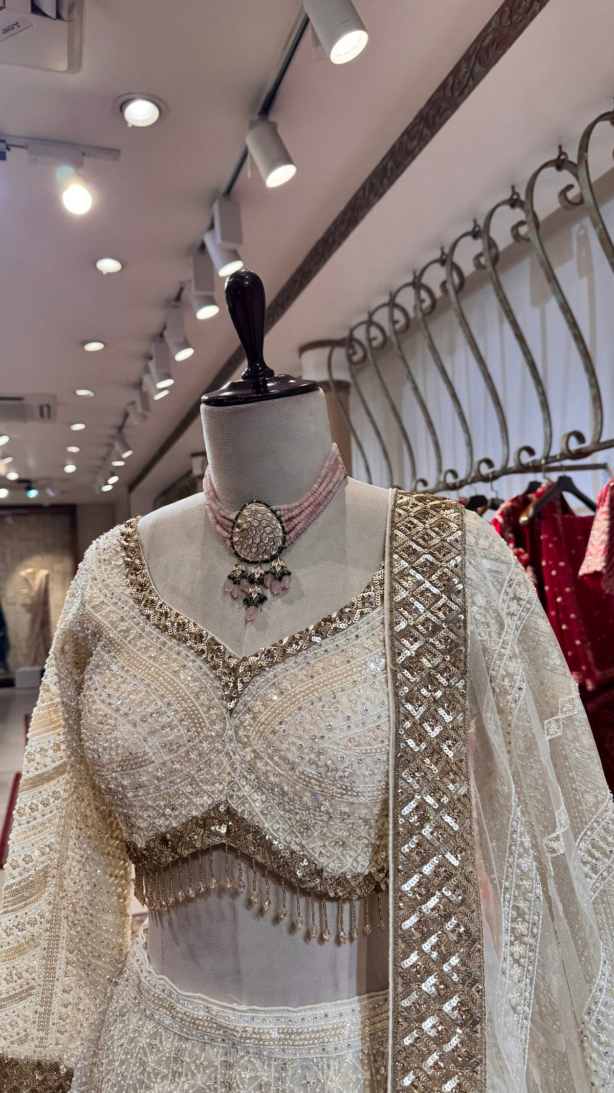 White embroidery lehenga