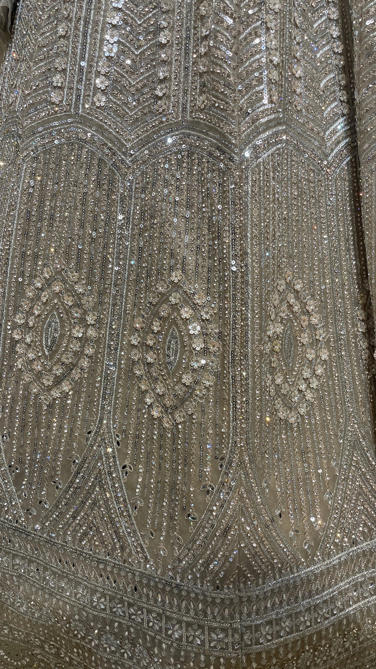 Ivory Net Lehenga with Sequin Embellishments
