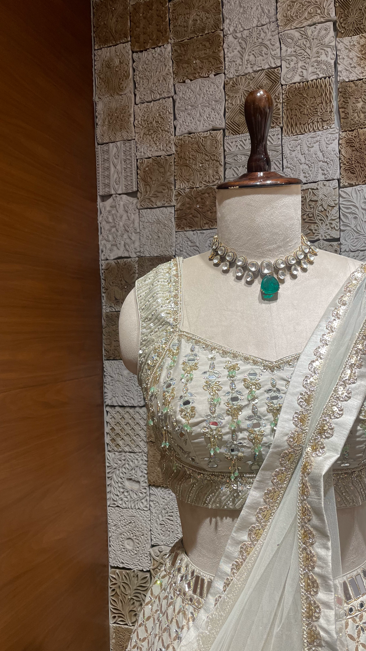 Mint Green | Pastel Pink - Mirror Work Lehenga