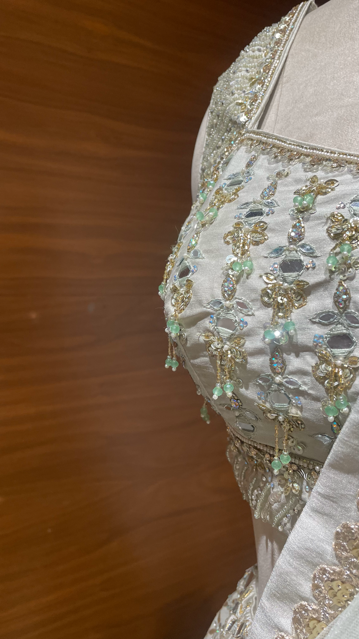 Mint Green | Pastel Pink - Mirror Work Lehenga
