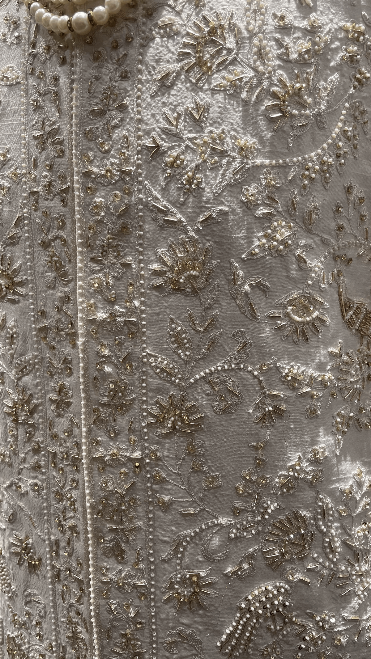 Cream Sherwani in Silk with Zariwork