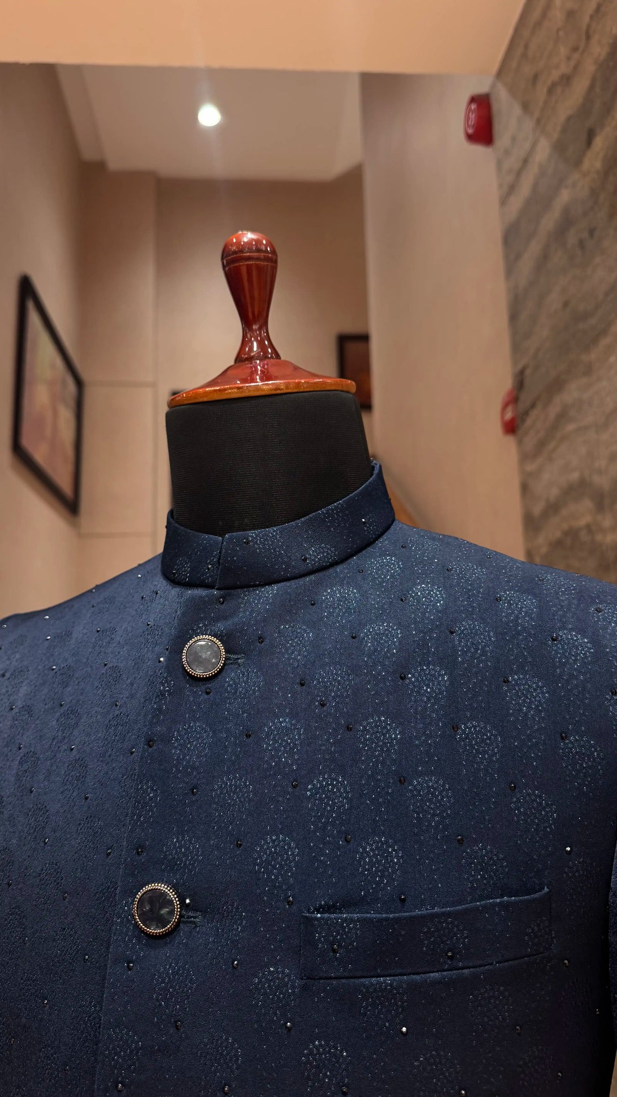 Blue Self Work Bandhgala Jacket