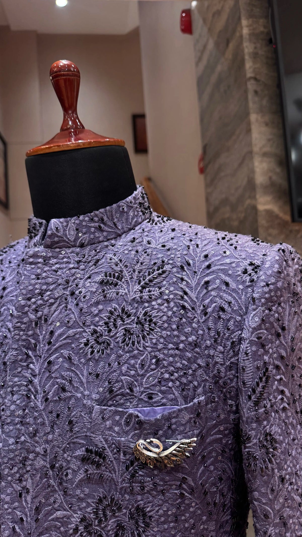 Purple bandhgala with self work