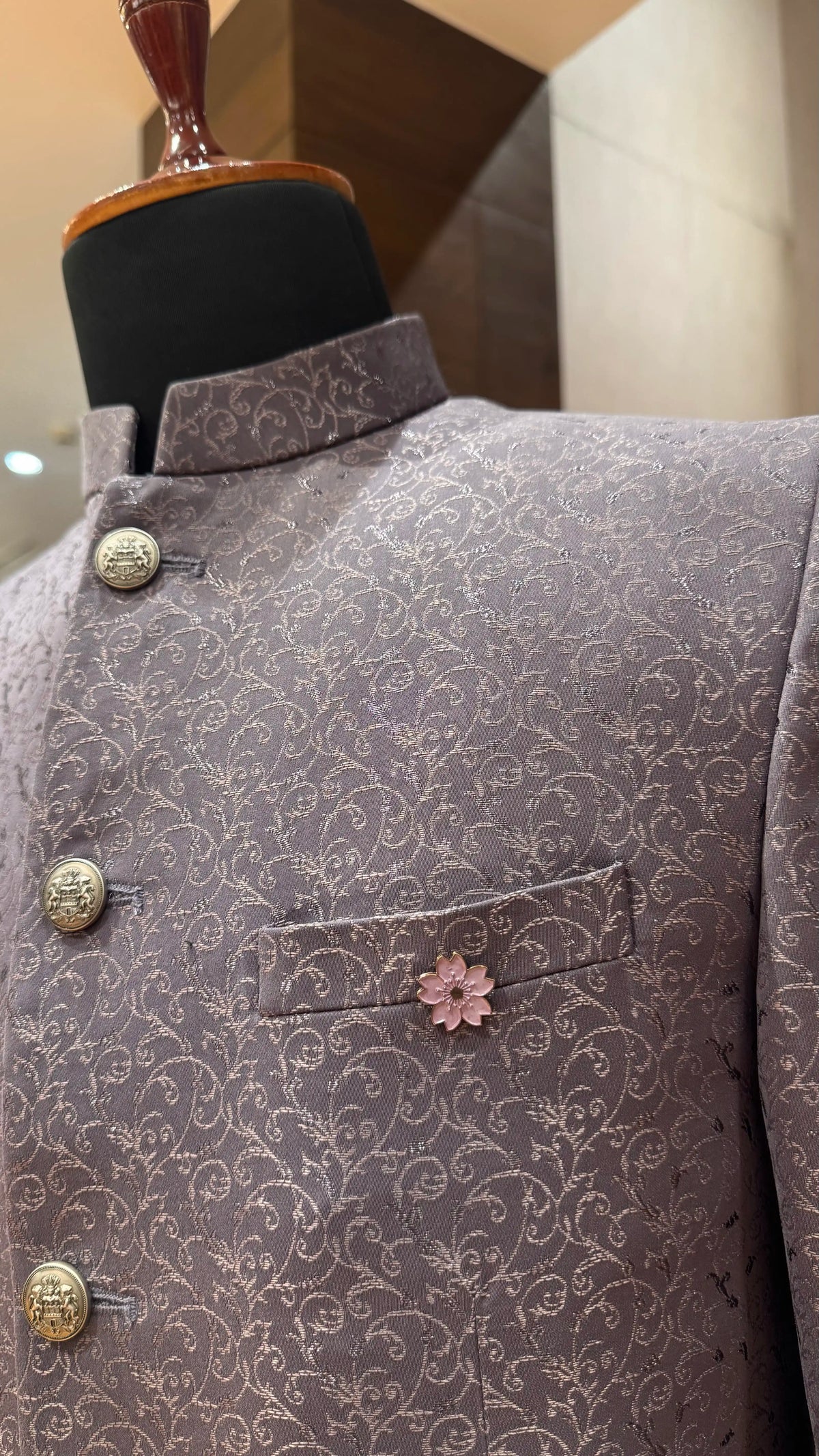 Deep Purple Bandhgala Jacket for Men