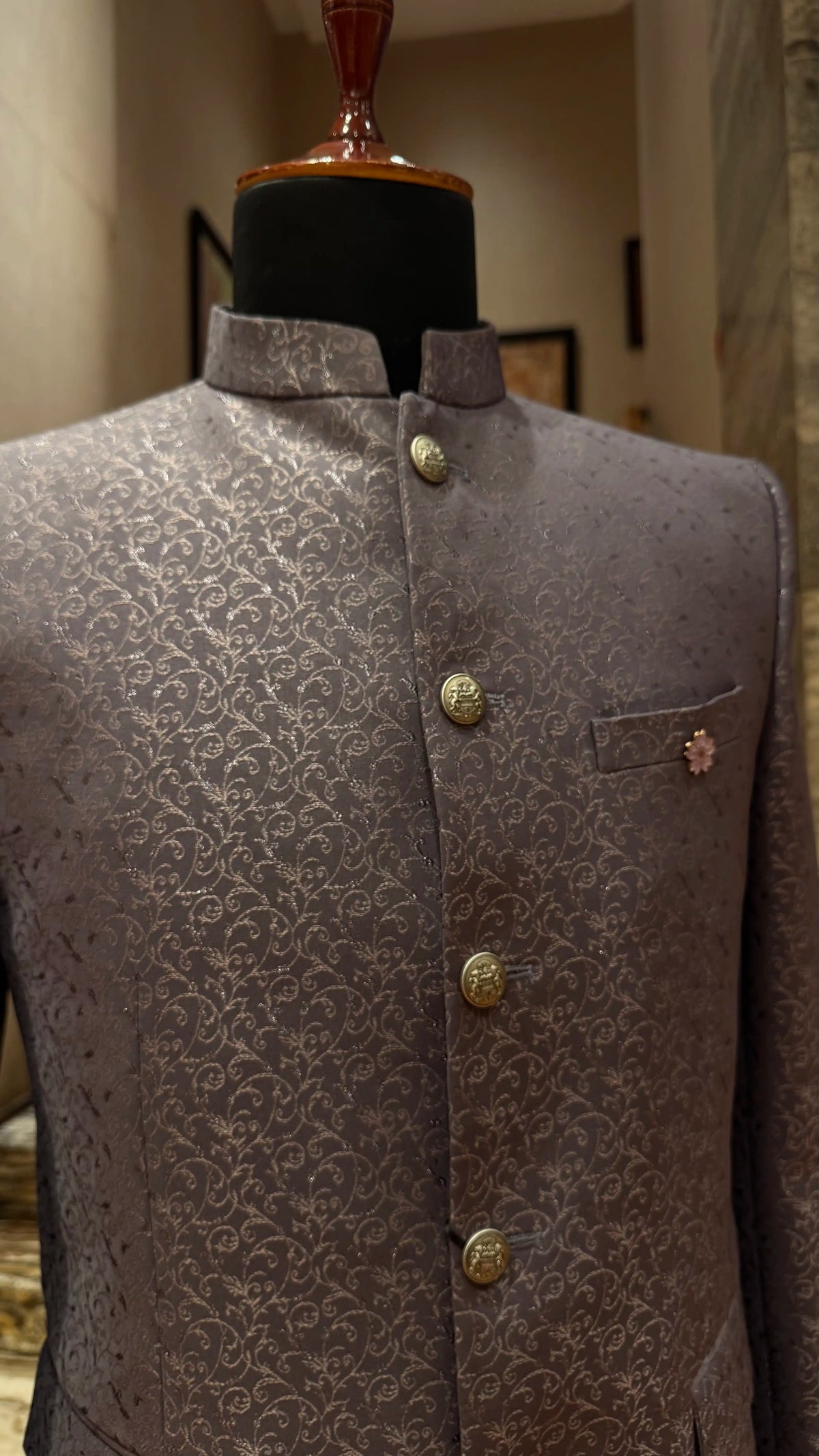 Deep Purple Bandhgala Jacket for Men