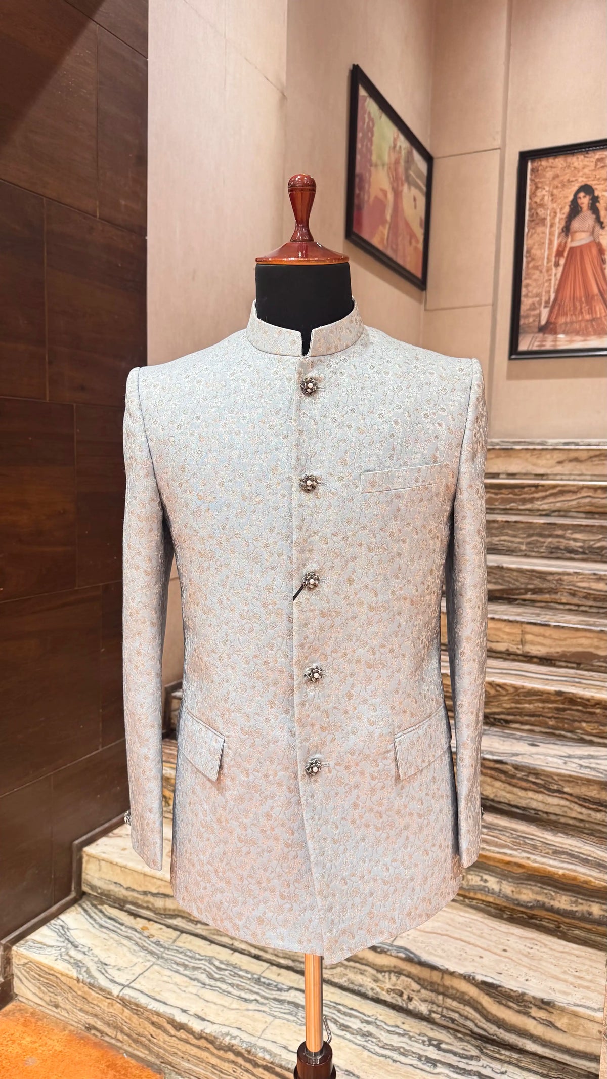 Light Blue Bandhgala Jacket for Men