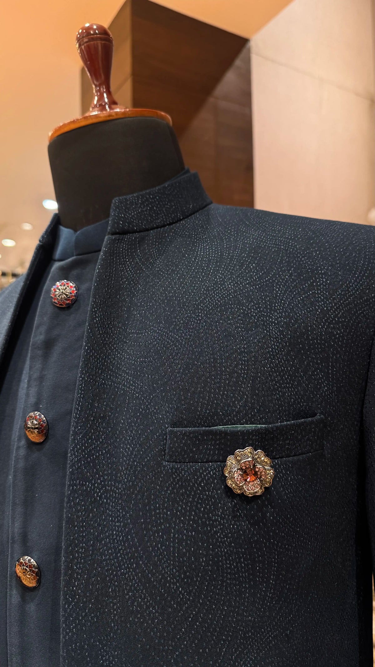 Dark Blue Classic Bandhgala Jacket for Men