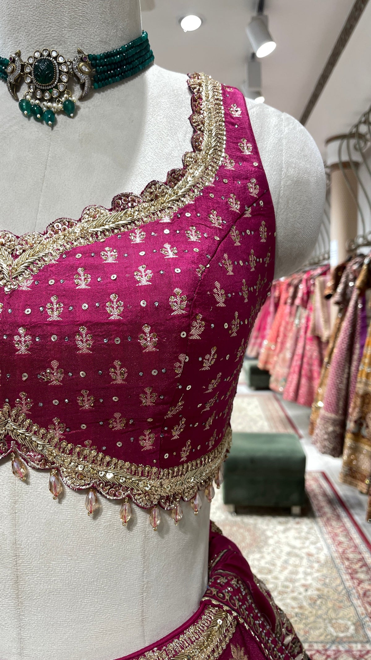 Magenta Banarasi Silk Lehenga with Motifs