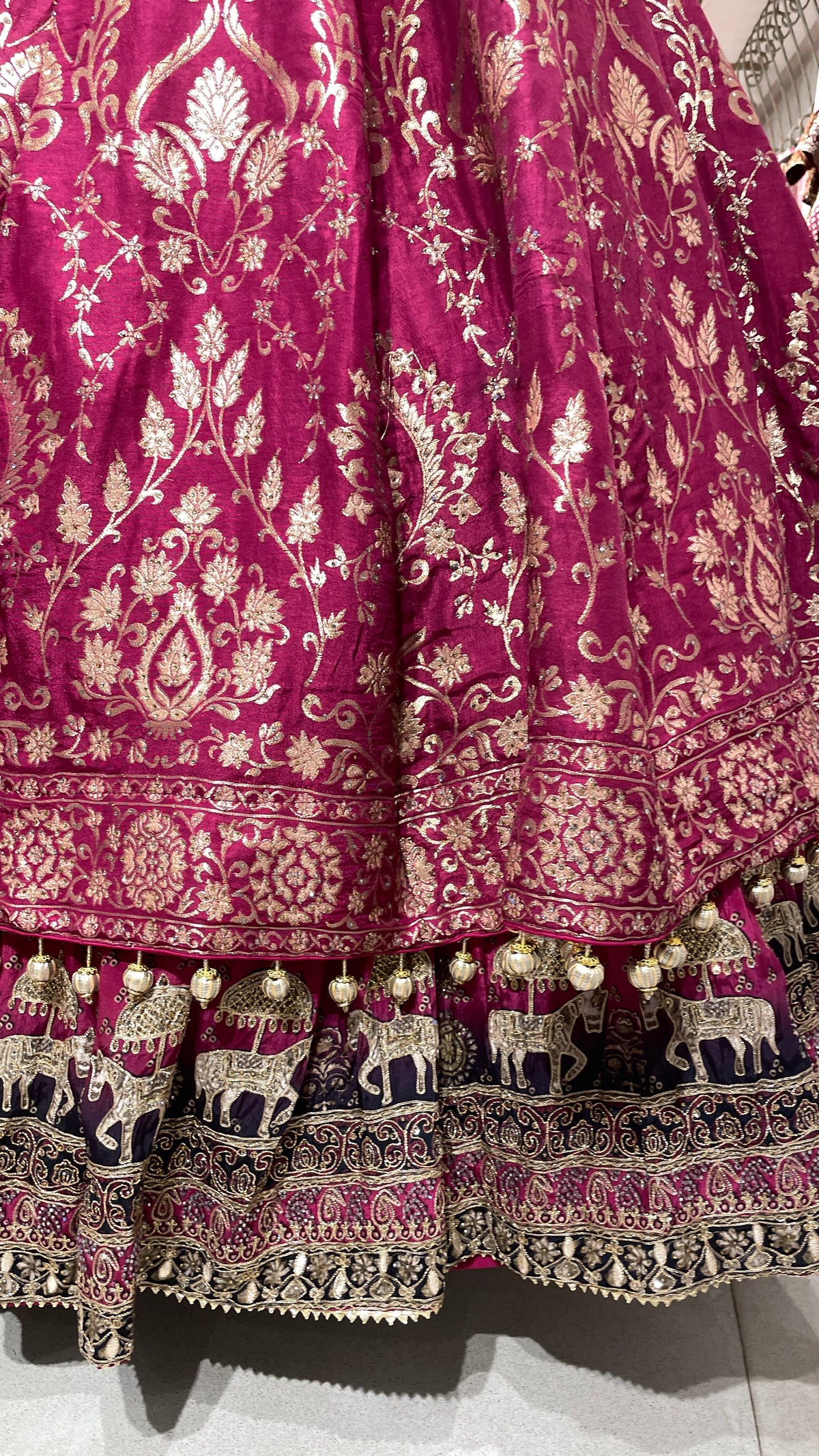 Magenta Banarasi Silk Lehenga with Motifs