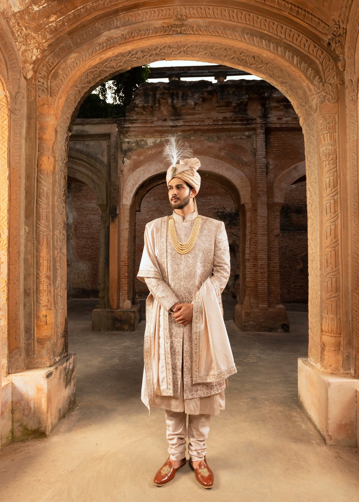 Regal Silk Base Sherwani with Hand Embroidery (Sherwani set)